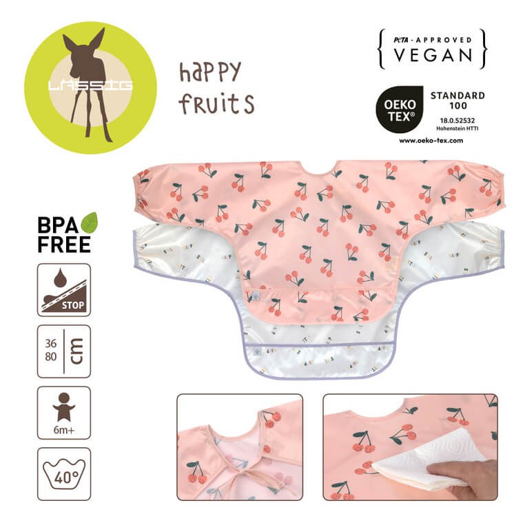 Zestaw śliniaków z długim rękawem 2szt. 6m+ Happy Fruits Cherry / Lassig