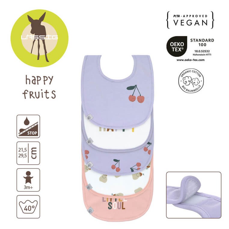 Zestaw śliniaków bawełnianych 5szt. 3m+ Happy Fruits Cherry / Lassig