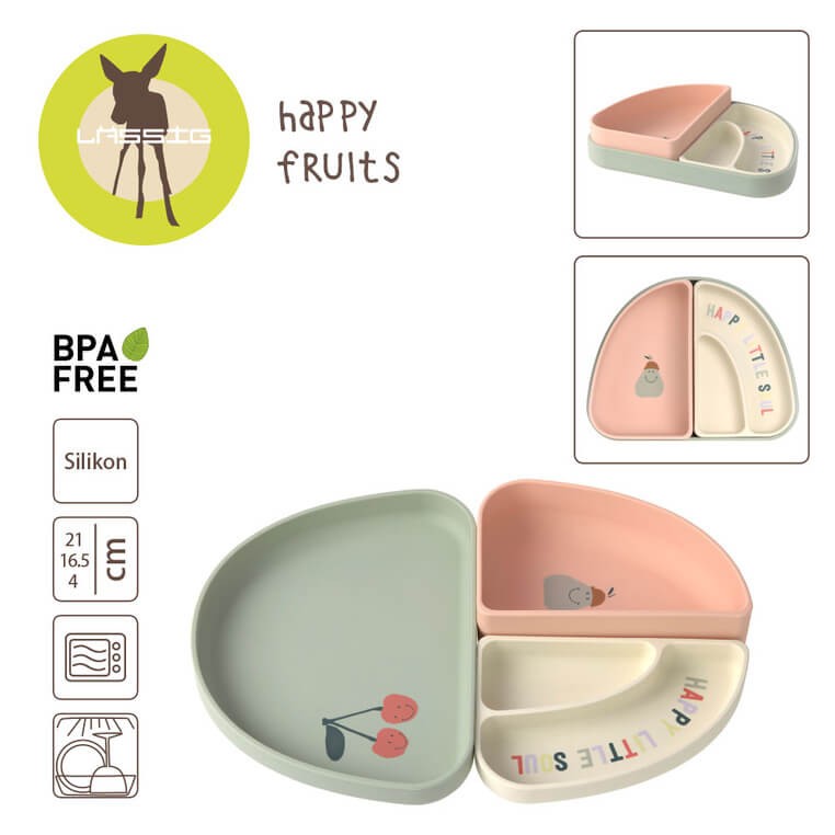 Zestaw silikonowych naczyń 3 el. Happy Fruit Cherry / Lassig