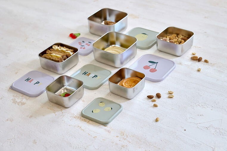 Pojemnik na przekąski snackbox ze stali nierdzewnej 3 szt. Happy Fruits Cherry / Lassig