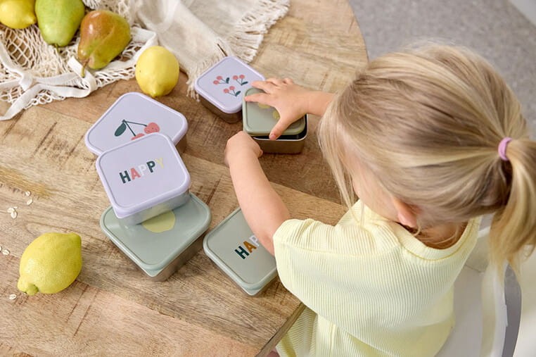 Pojemnik na przekąski snackbox ze stali nierdzewnej 3 szt. Happy Fruits Cherry / Lassig