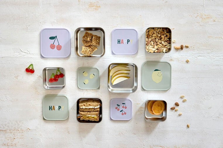 Pojemnik na przekąski snackbox ze stali nierdzewnej 3 szt. Happy Fruits Lemon / Lassig