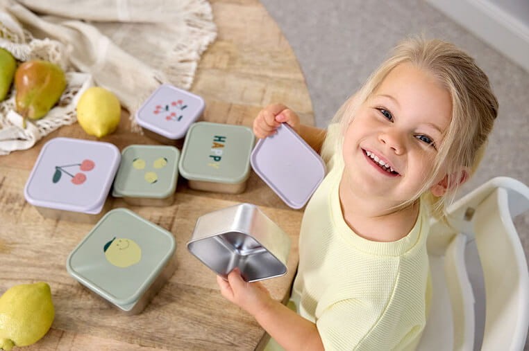 Pojemnik na przekąski snackbox ze stali nierdzewnej 3 szt. Happy Fruits Lemon / Lassig