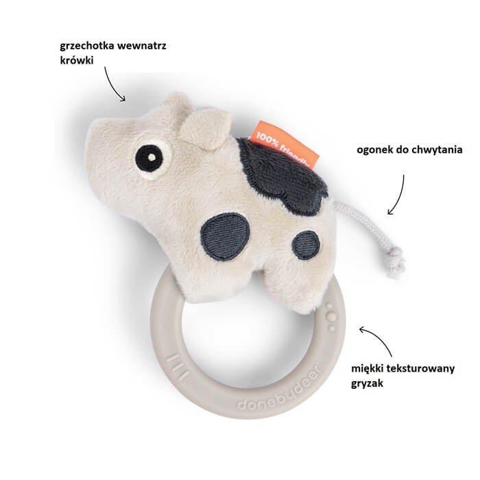 Grzechotka z gryzakiem Krówka Dotti Sand / Done by Deer
