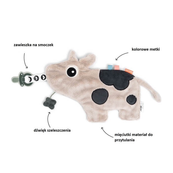 Kocyk przytulanka dla niemowlaka Krówka Dotti Sand / Done by Deer
