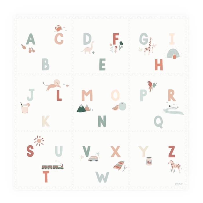Dwustronna mata piankowa EEVAA 3w1 Alphabet, Terrazzo / Play&Go