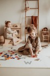 Dwustronna mata piankowa EEVAA 3w1 Alphabet, Terrazzo / Play&Go