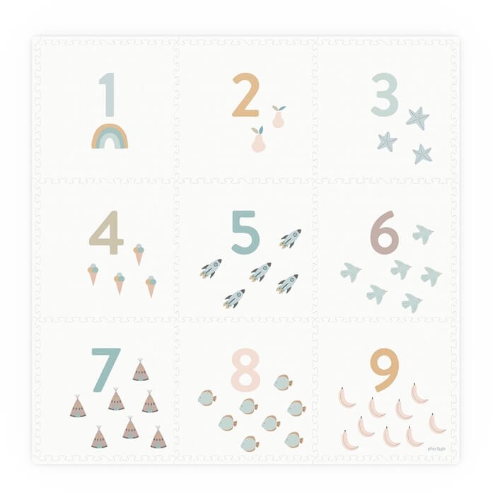 Dwustronna mata piankowa EEVAA 3w1 Numbers, Dots / Play&Go