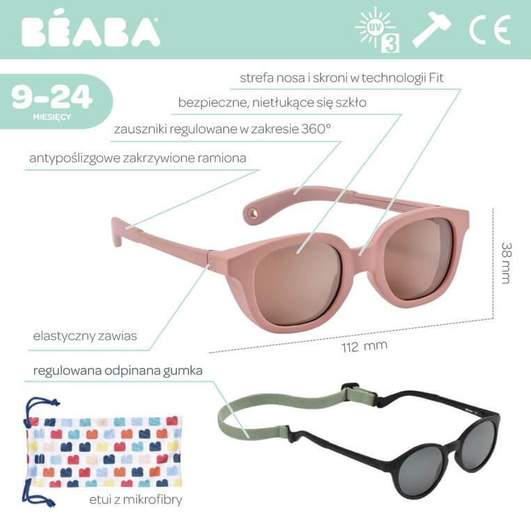 Okulary przeciwsłoneczne dla dzieci 9-24 miesięcy Lucky - Sorbet / Beaba