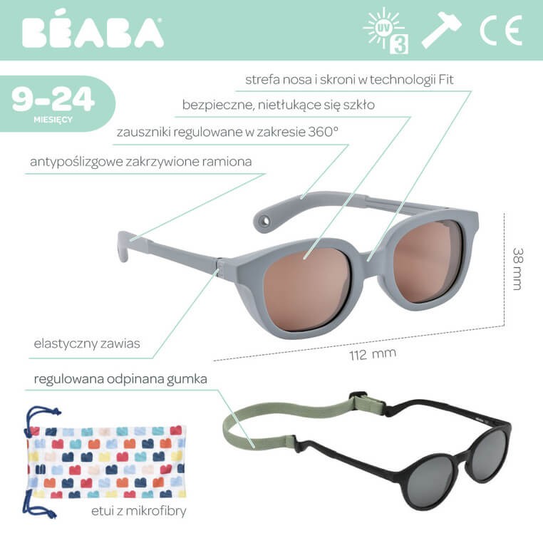 Okulary przeciwsłoneczne dla dzieci 9-24 miesięcy Lucky - Pebble / Beaba