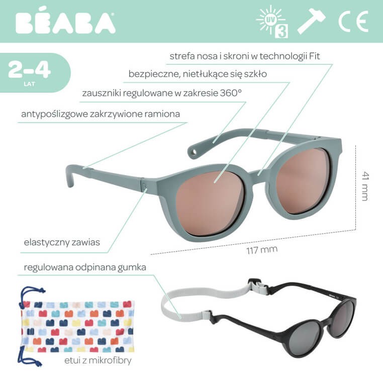 Okulary przeciwsłoneczne dla dzieci 2-4 lata Bright - Smokey green / Beaba