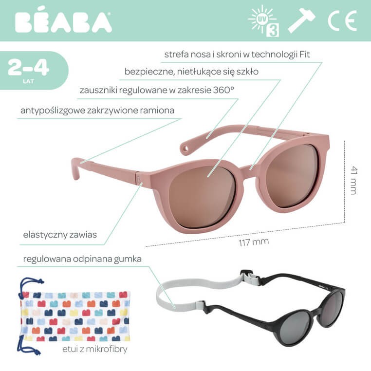 Okulary przeciwsłoneczne dla dzieci 2-4 lata Bright - Sorbet / Beaba