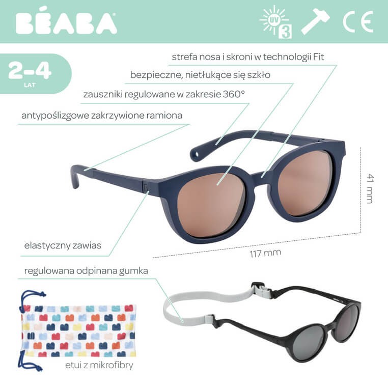 Okulary przeciwsłoneczne dla dzieci 2-4 lata Bright - Night Blue / Beaba