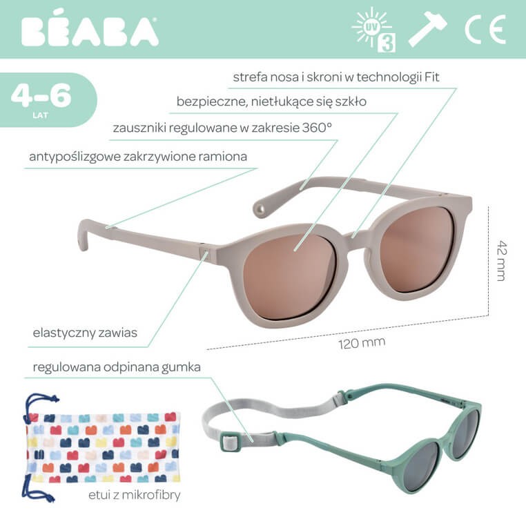 Okulary przeciwsłoneczne dla dzieci 4-6 lat Sunny - Velvet grey / Beaba