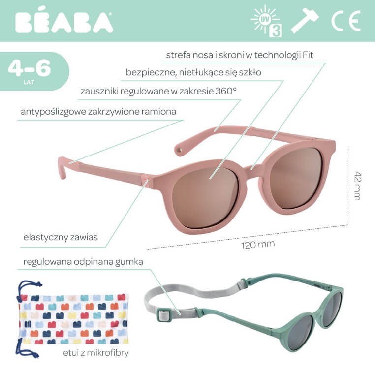 Okulary przeciwsłoneczne dla dzieci 4-6 lat Sunny - Blush / Beaba