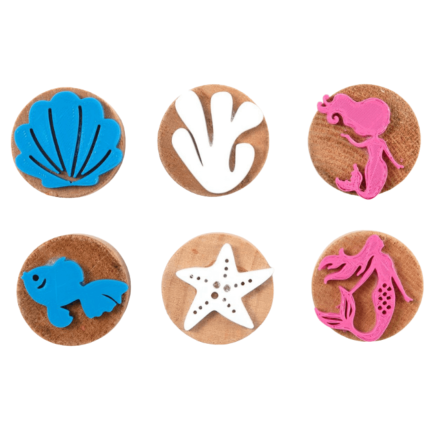 Zestaw drewniane stemple 6 szt. SYRENY / ChildGen