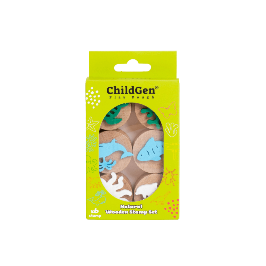 Zestaw drewniane stemple 6 szt. MORSKIE ZWIERZĘTA / ChildGen