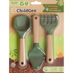 Zestaw zabawkowych narzędzi ogrodowych do ćwiczenia motoryki małej, grabki, szpadel, łopatka, bio plastik / ChildGen