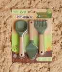 Zestaw zabawkowych narzędzi ogrodowych do ćwiczenia motoryki małej, grabki, szpadel, łopatka, bio plastik / ChildGen