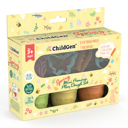 Zestaw kreatywny WIOSNA, 100% naturalna ciastolina i 8 kształtów, foremki MINI PREMIUM SET / ChildGen