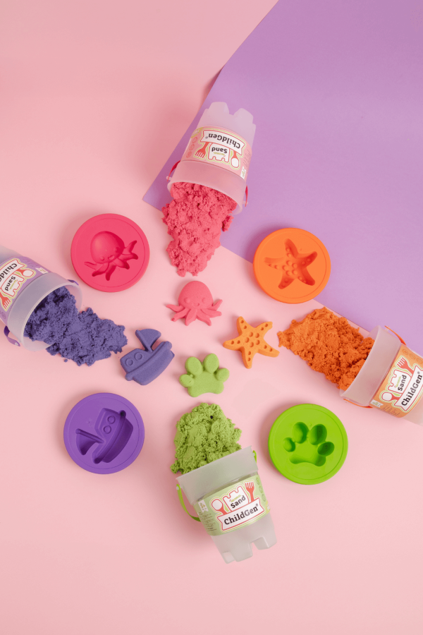 Piasek kinetyczny z foremką, 100% naturalny, 500g, kolor FIOLETOWY / ChildGen