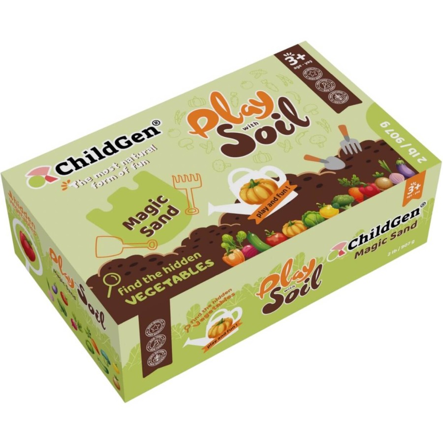 Piasek kinetyczny w pojemniku, Magiczna gleba z warzywami 100% naturalny, 907g / ChildGen