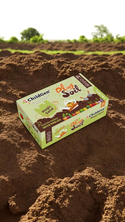 Piasek kinetyczny w pojemniku, Magiczna gleba z warzywami 100% naturalny, 907g / ChildGen