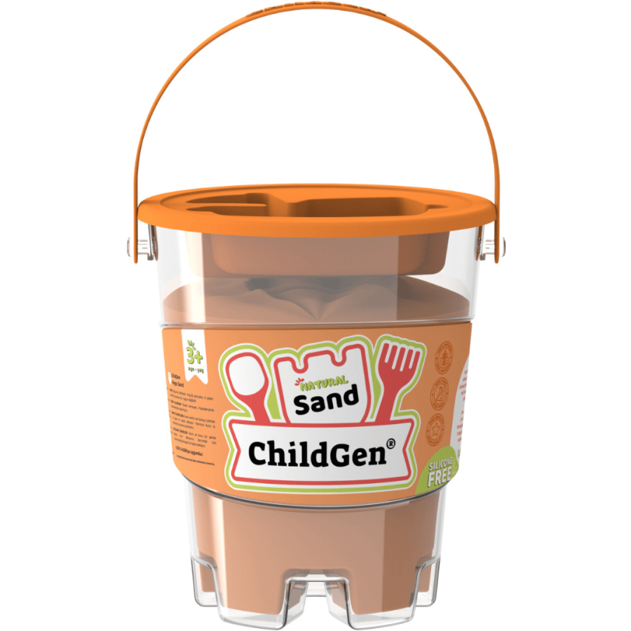 Piasek kinetyczny z foremką, 100% naturalny POMARAŃCZOWY, 500g / ChildGen