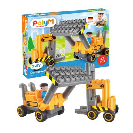 Klocki konstrukcyjne Plac budowy 43 el., 2+ /  PolyM