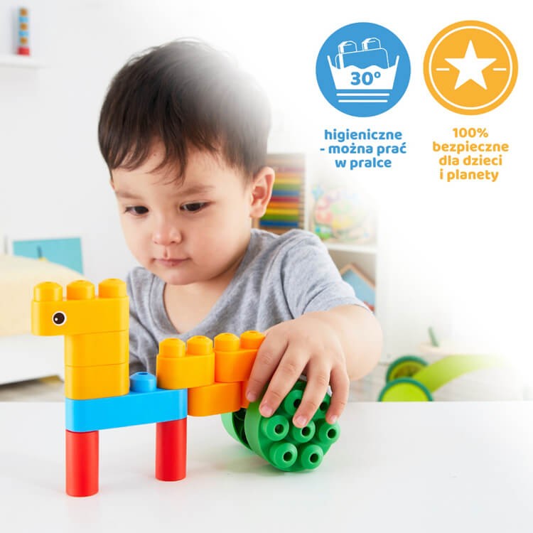 Klocki konstrukcyjne Ptaki i zwierzęta 13 el., 18m+ /  PolyM