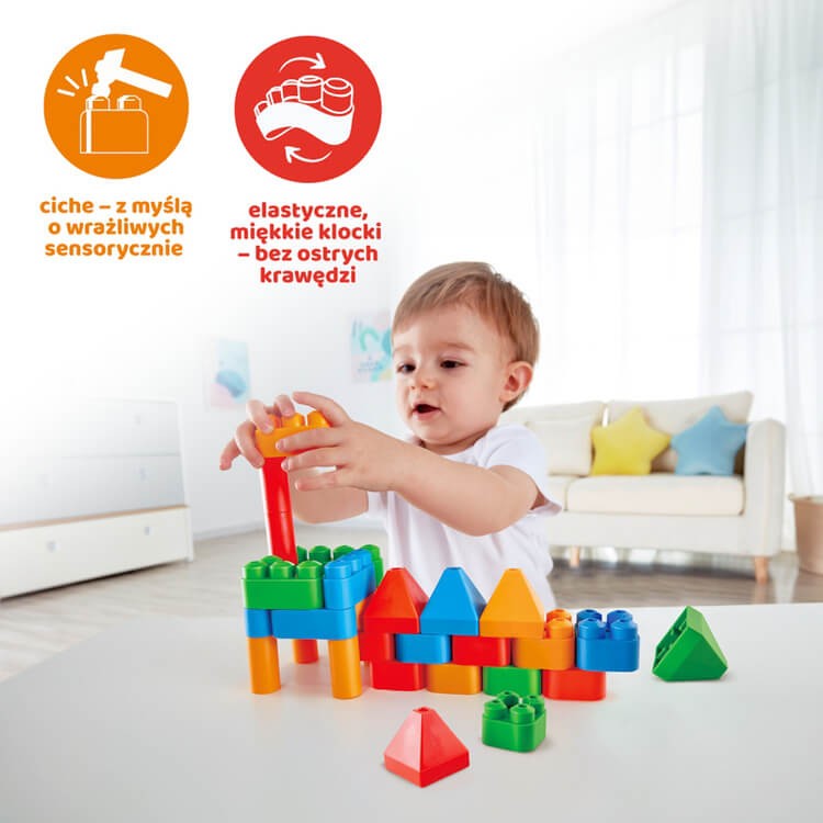 Klocki konstrukcyjne Zestaw startowy małego architekta 30 el., 18m+ /  PolyM