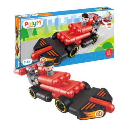 Klocki konstrukcyjne Samochód wyścigowy 31 el., 2+ /  PolyM