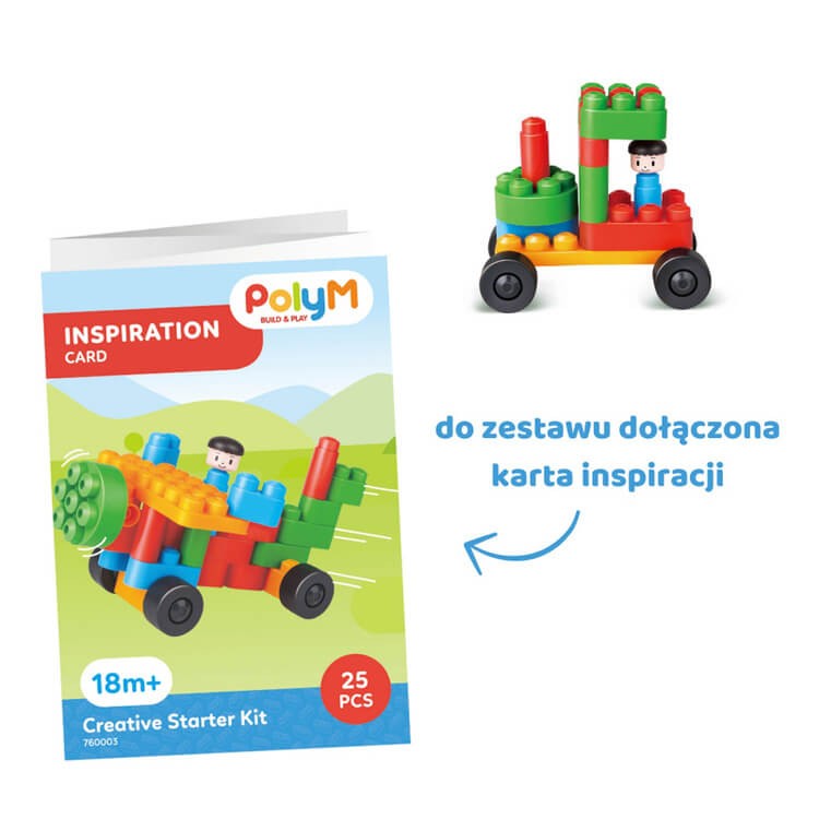 Klocki konstrukcyjne Kreatywny zestaw startowy 25 el., 18m+ /  PolyM