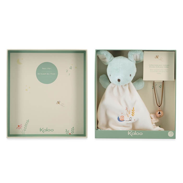 Zestaw prezentowy 2w1 Myszka (komforter + naszyjnik dzwoneczek ciążowy Bola) Petites Chansons / Kaloo