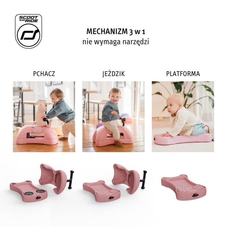 My First - ewolucyjny jeździk pchacz 3w1 6 m+ Rose / Scootandride