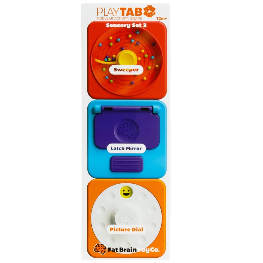 PlayTab Sensoryczne Kwadraty - zestaw 3 ze zgarniaczem kuleczek / Fat Brain Toys