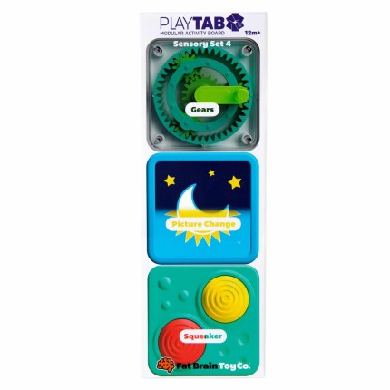 PlayTab Sensoryczne Kwadraty - zestaw 4 z kołem zębatym / Fat Brain Toys