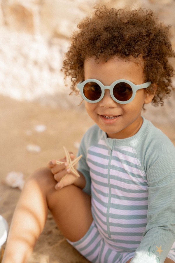 Swimsuit z długim rękawem Stripes Surf Blue / Little Dutch