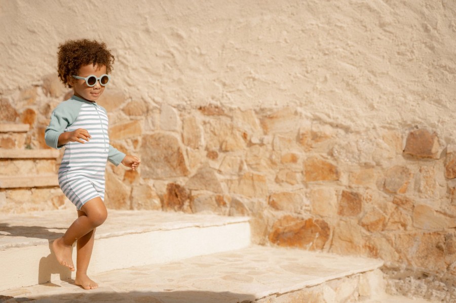 Swimsuit z długim rękawem Stripes Surf Blue / Little Dutch