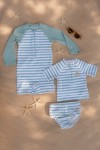 Swimsuit z długim rękawem Stripes Surf Blue / Little Dutch
