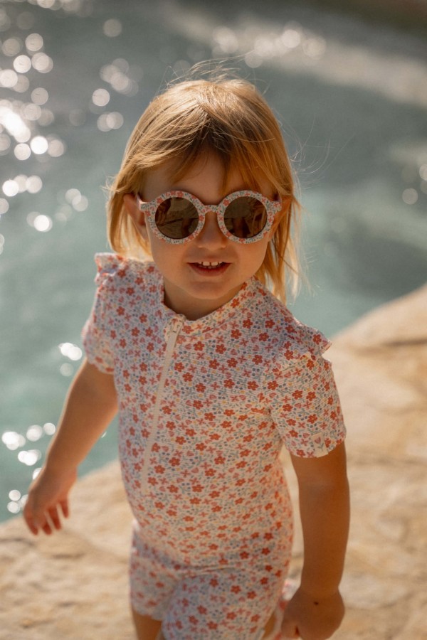 Swimsuit z krótkim rękawem Sunny Flowers / Little Dutch