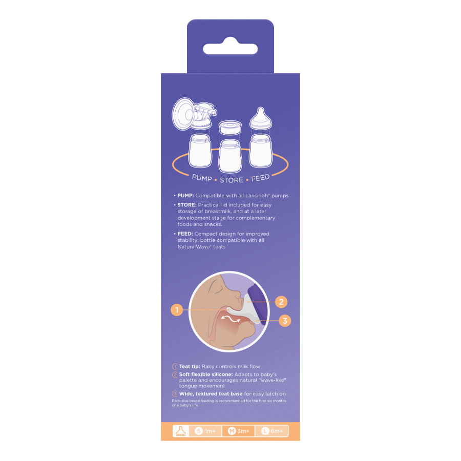 Butelka do karmienia 240 ml ze smoczkiem Natural Wave™ o średnim przepływie / Lansinoh