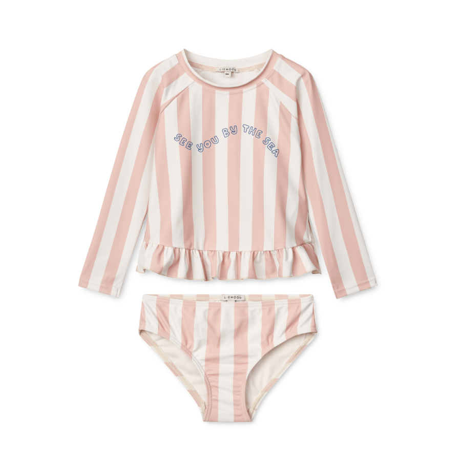 Kąpielowy komplet Dagny - stripe sorbet rose, creme de la creme / Liewood