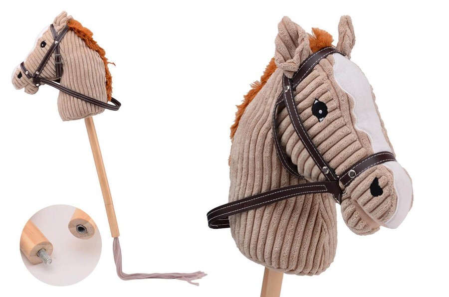 Hobby Horse z funkcją dźwiękową koń LUX na kiju 80cm Taupe