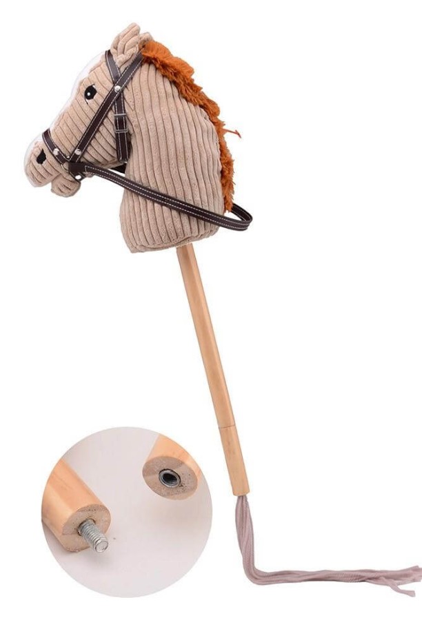 Hobby Horse z funkcją dźwiękową koń LUX na kiju 80cm Taupe