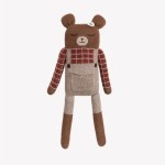 Duży dziergany miś z wełny alpaki - sienna plaid shirt / Main Sauvage