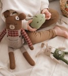 Duży dziergany miś z wełny alpaki - sienna plaid shirt / Main Sauvage