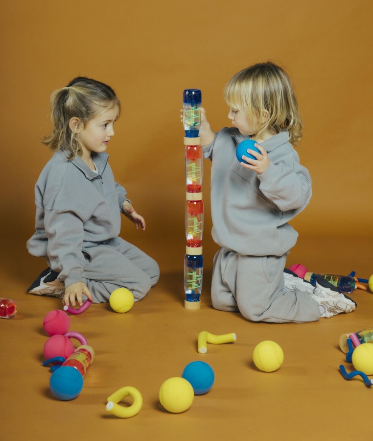 Butelka sensoryczna dwufazowa MOVE SPIRALA niebieska / Petit Boum