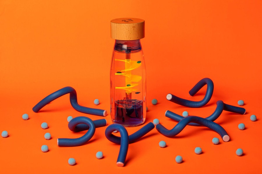 Butelka sensoryczna dwufazowa MOVE SPIRALA niebieska / Petit Boum