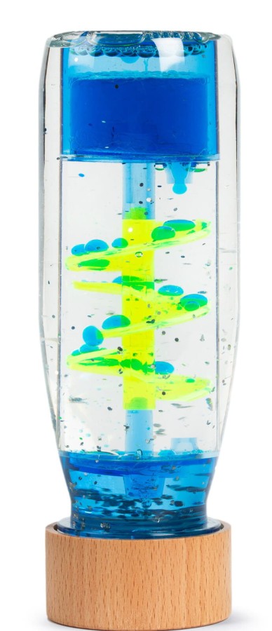 Butelka sensoryczna dwufazowa MOVE SPIRALA niebieska / Petit Boum